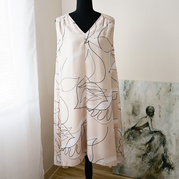 Alfani Womens Printed Pink Pastel V-Neck Shift Dress size M - Picture 3 of 8